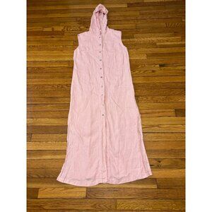 Chico's Design Womens Sleeveless Duster Cardigan Sz 1 (US 8) Pink Linen Hooded